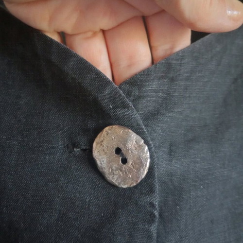 Vintage linen dress used, slim fit, black