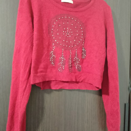 Knitted crop top used, red, size S