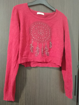 Knitted crop top used, red, size S