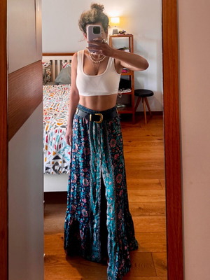 Boho Maxi Skirt 100% silk like new, multicolor