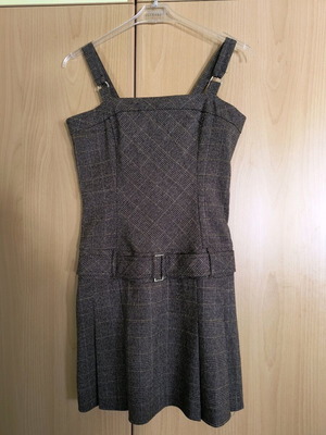 Brown checkered mini dress like new, size M