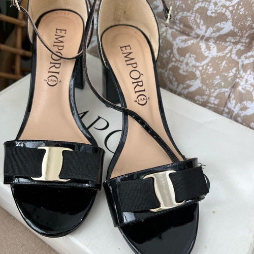 Emporio patent leather sandals like new, size 36, black