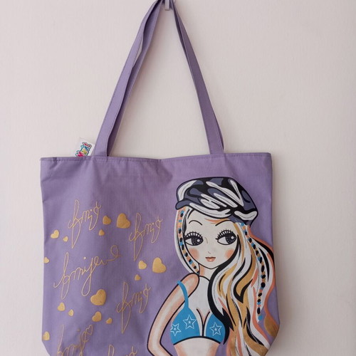 Tote Bag Lilac Shoulder Bag New with Mimi Character Design