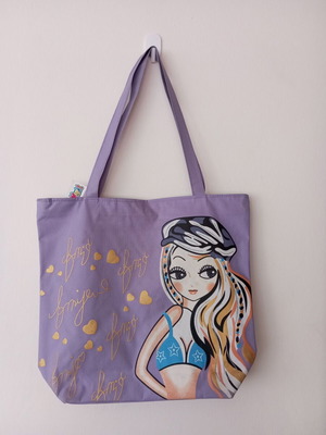Tote Bag Lilac Shoulder Bag New with Mimi Character Design
