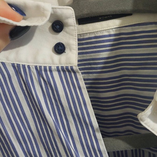 Massimo Dutti Striped Shirt Used, Size M, White-Blue