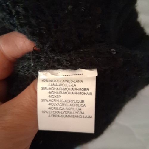 Black knitted mini dress like new with cable knit collar and sequins