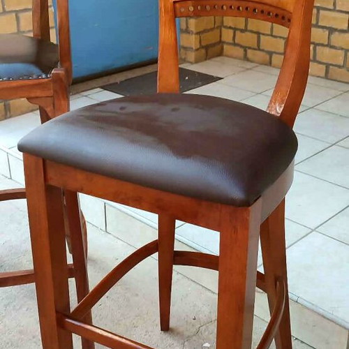 Biedermeier Style Bar Stools like new, set of 3 articulated vintage chairs