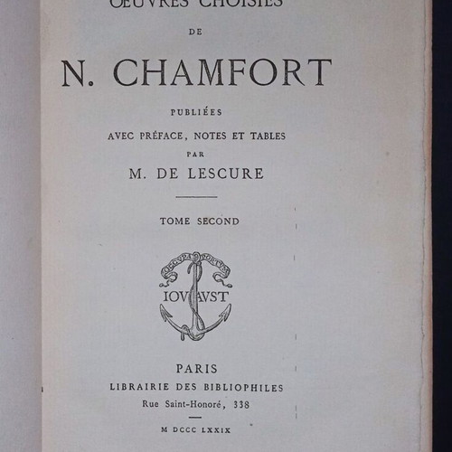 Nicolas Chamfort book 1879 used, volume 2, French text