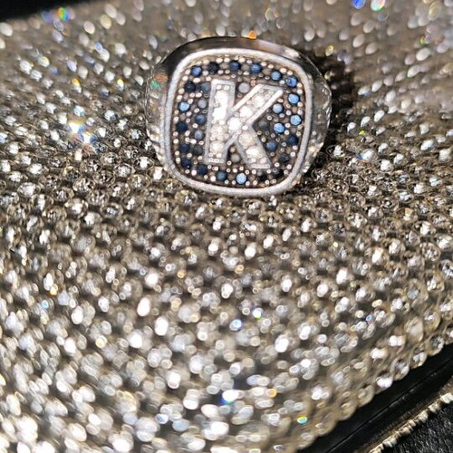 Sevalier ring new 750 K gold-plated with letter K monogram