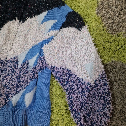 Vintage women's cardigan new, size M/L, blue and pink