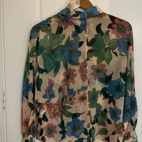 Sheer floral shirt Zara like new, size M, beige and blue