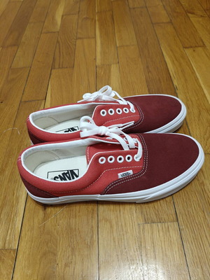 Vans sneakers size 40, red fabric with suede leather