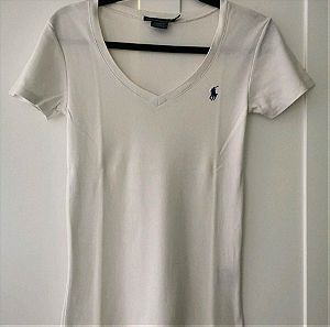 Ralph Lauren sport white t shirt, v neck, S