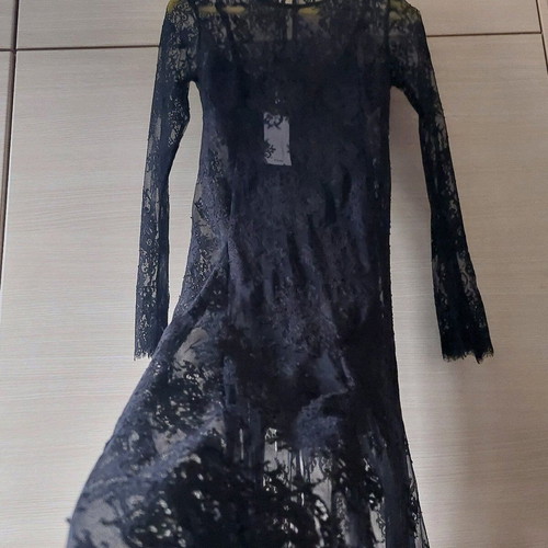 MNG black maxi lace dress new size Small