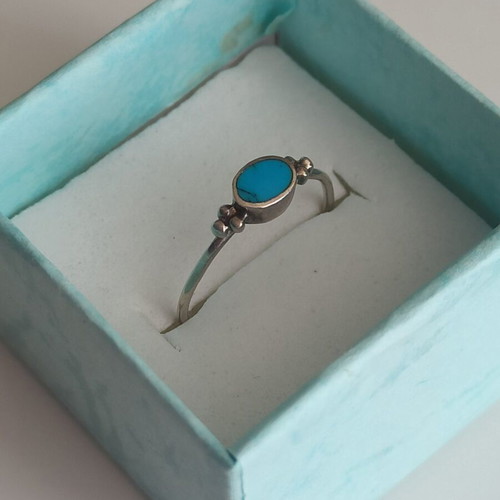 Handmade silver ring with turquoise like new