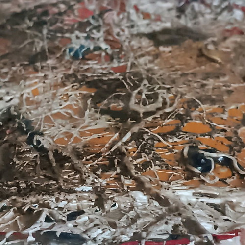 Abstract art custom made, mixed media on cardboard 36x34 cm
