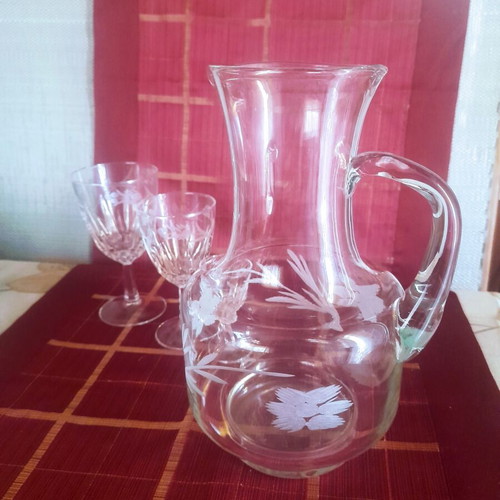 Vintage French 25-Piece Glass Serving Set mint condition, service for 8