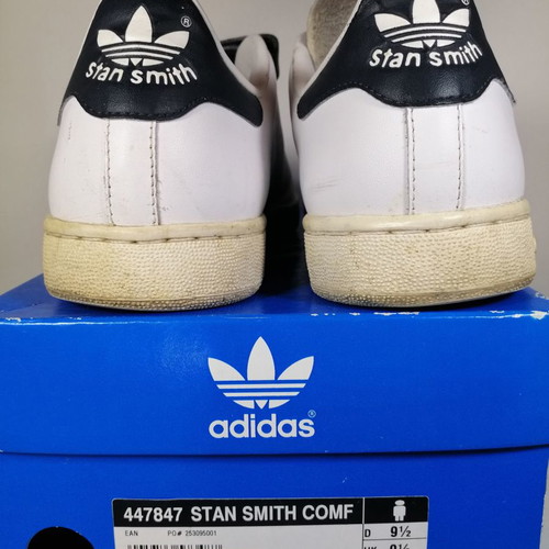 Adidas Stan Smith Comfort used, white with blue stickers, size 44