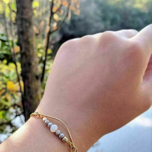Handmade bracelet with steel chain and crystals gold color new