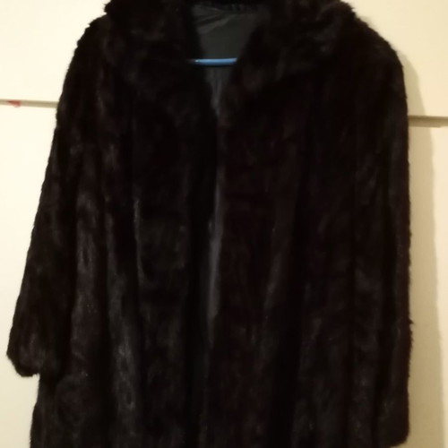 Mink fur coat new, long dark brown with lining