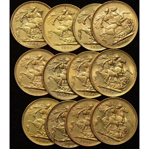 12 British pounds gold-plated 24K for collectors - Gold pound George Year 1911 to 1918