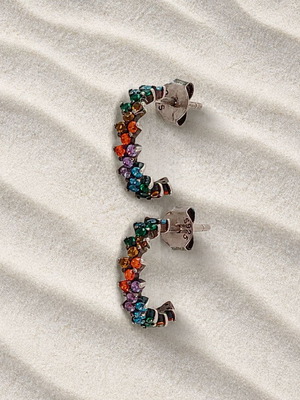 Silver 925 earrings with zircon stones new, multicolored