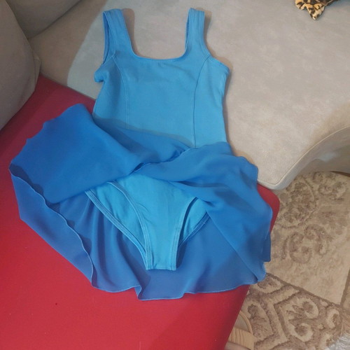 Sheddo bodysuit with attached skirt blue like new, age 10
