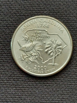 1/4 Dollar Coin USA used, 2000, South Carolina 1788