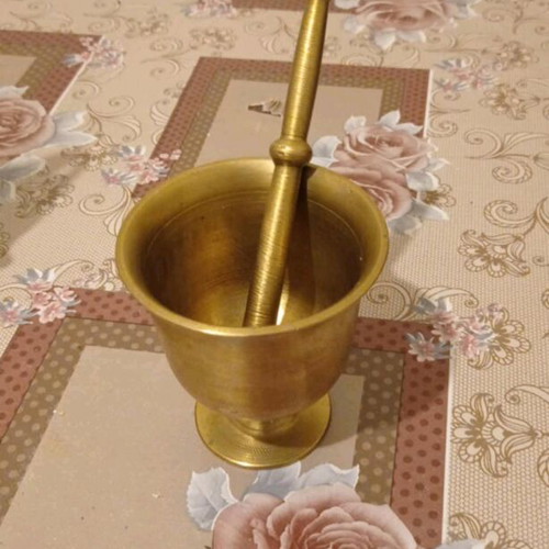 Mortar with heavy brass pestle like new