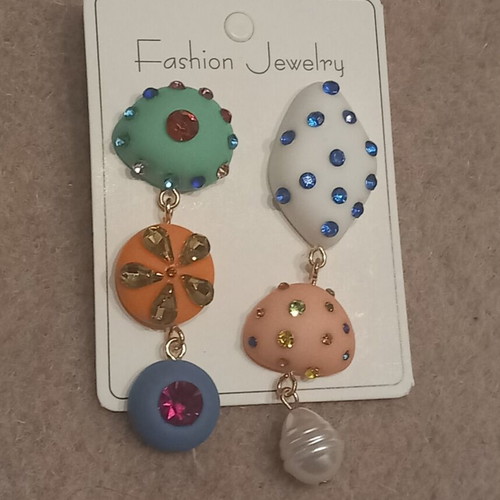 Modern earrings for pierced ears new, multicolored