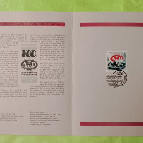 German stamps 1999 first day cover Bonn, unsealed block