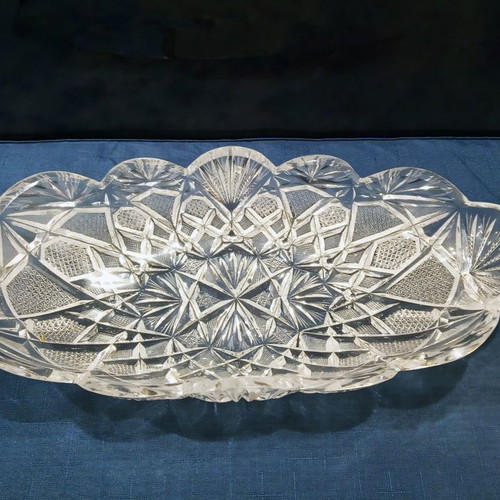 Crystal antique cut elongated bowl like new