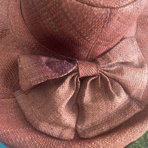 Wide Brim Hat used, burgundy brown from Madagascar, size M