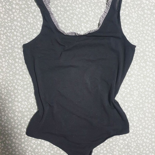 Black bodysuit XL with checkered detail, like new