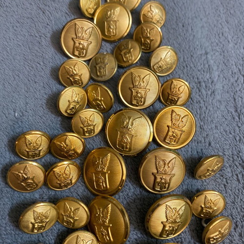 Military uniform buttons used, pack of 37, Cyprus 1974, phoenix
