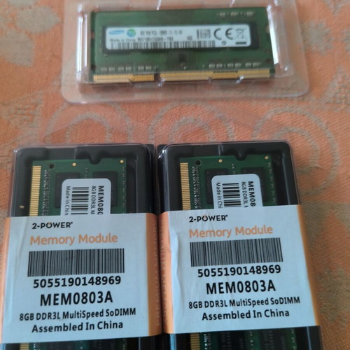 SODIMM DDR 3L 8GB new and two DDR 3L 4GB used modules
