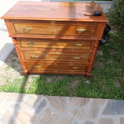 Vintage wooden dresser with 4 drawers used, 1970s