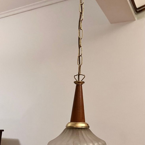 Ceiling light like new, glass and metal, 30 cm diameter