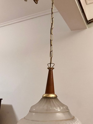 Ceiling light like new, glass and metal, 30 cm diameter