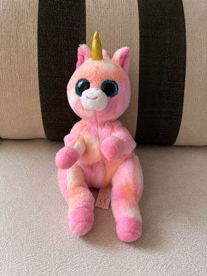TY Beanie Unicorn plush like new, pink with gold horn