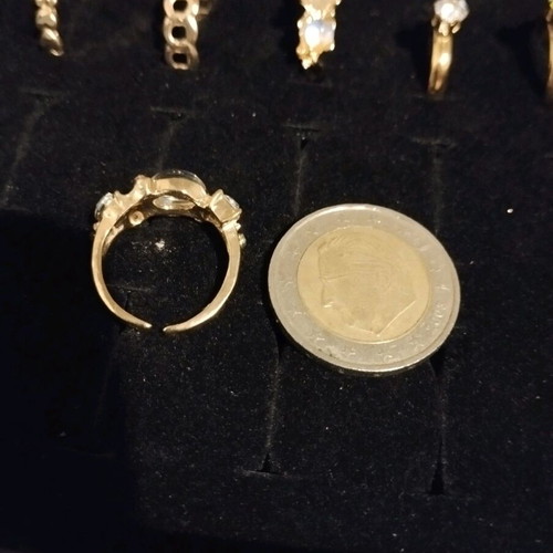 Ring me I ring with glass stones, steel, adjustable, gold color