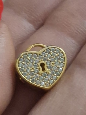 Charm heart with lock gold pave with zircon stones s925 used