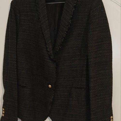 Zara jacket size XL with fringes like new, black and gray