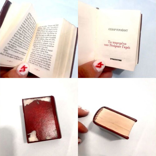 Miniature books used, "The Picture of Dorian Gray" & "Hamlet"