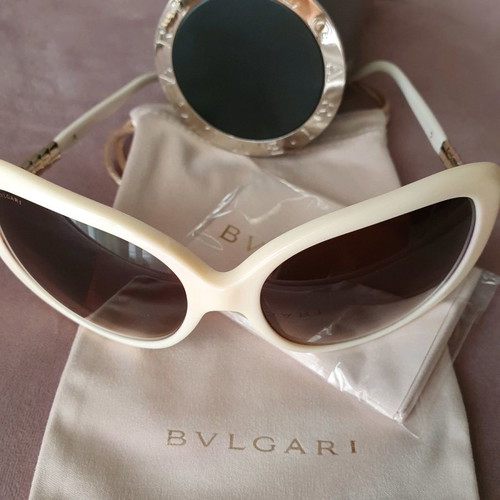 Bvlgari Sunglasses Beige Acetate Frame Brown Gradient Lens new