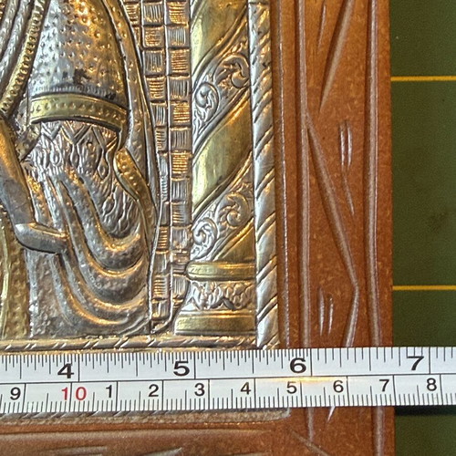 Silver Icon Panagia Axion Esti 950 in Wooden Frame 19x27 cm like new