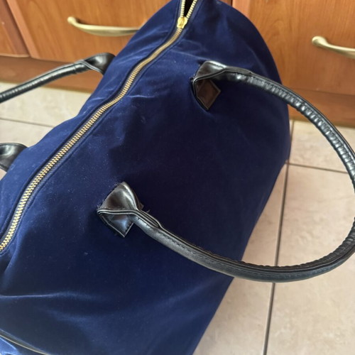 Duffle Bag used, large velvet travel bag in royal blue