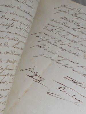 Notarial document 1831 used, calligraphed with watermark