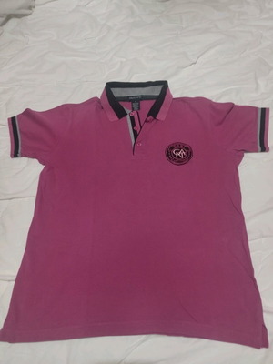 Gant polo shirt used, purple with black and gray stripes, size M