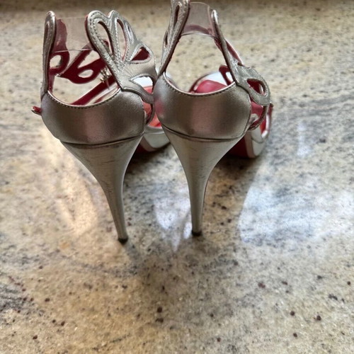 Cesare Paciotti silver sandals like new, bridal heels size 40